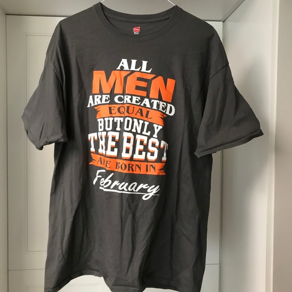 Hanes Men’s XXL Graphic Tee Shirt Birthday Born in February Brown - Picture 1 of 4
